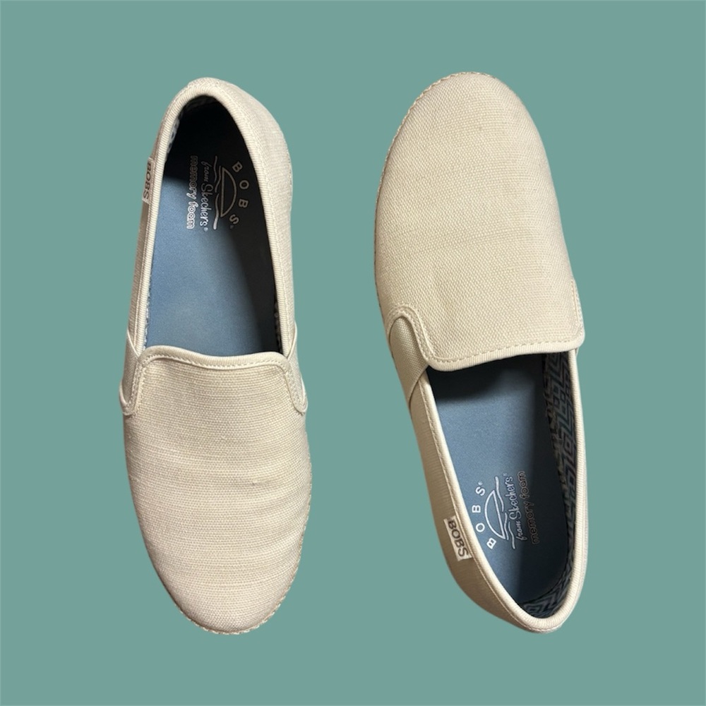 Skechers Off White/Beige Slip-On Shoes